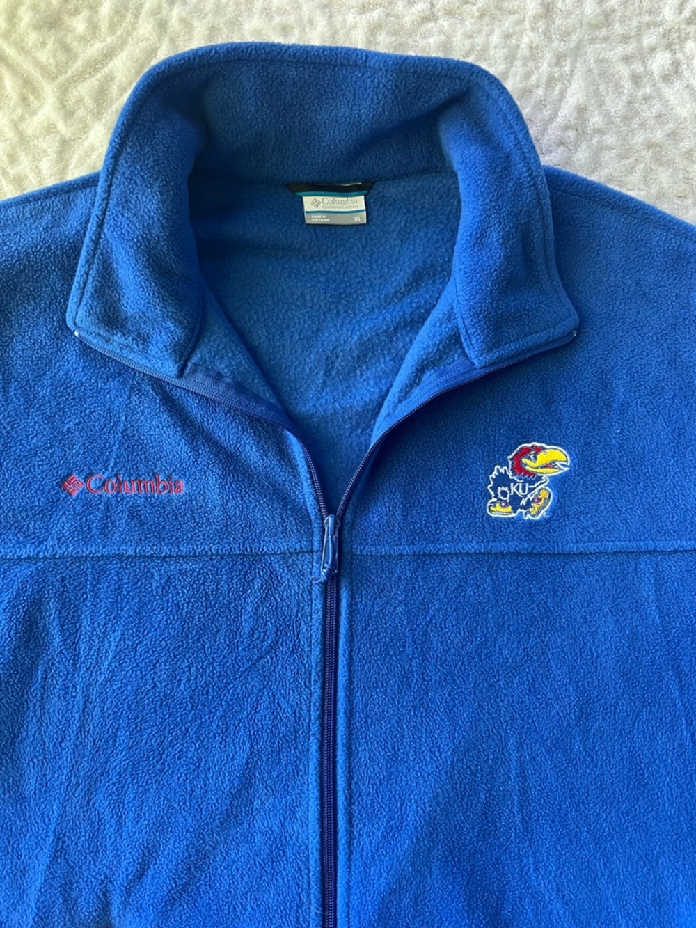Columbia Men's KU Jayhawks Full-Zip Fleece Blue Jacket | Size XL - Picture 4 of 11